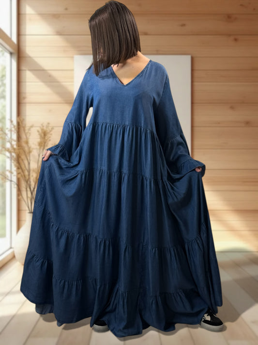 ANNALISA - ROBE LONGUE EN JEAN LYOCEL JUSQU'A LA TAILLE 48/50