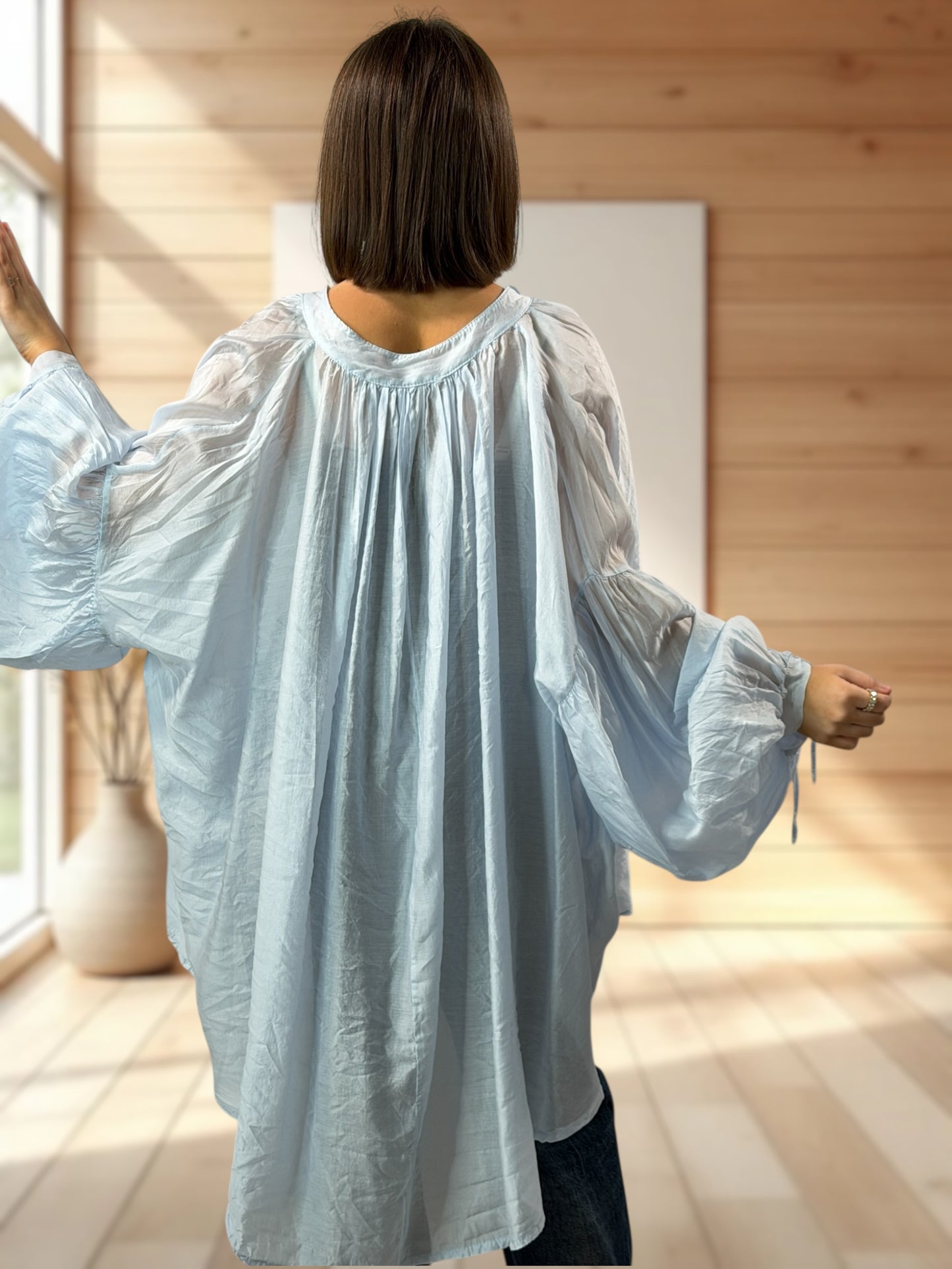 ANGELICA  - TUNIQUE OVERSIZE BLEU CIEL JUSQU'A LA TAILLE 60