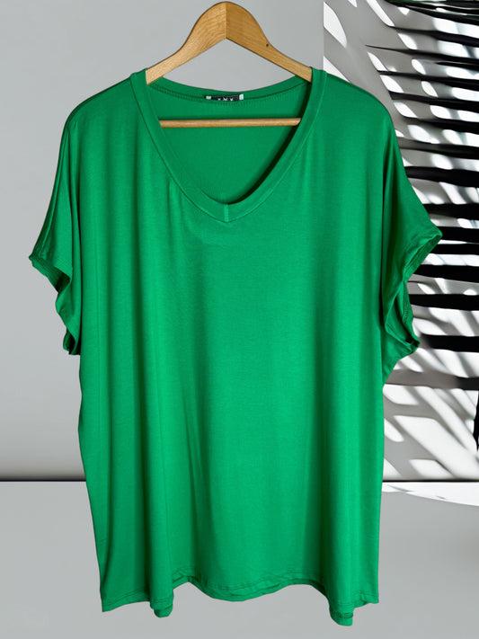 MARIO - T-SHIRT VERT EN VISCOSE JUSQU'A LA TAILLE 56/58