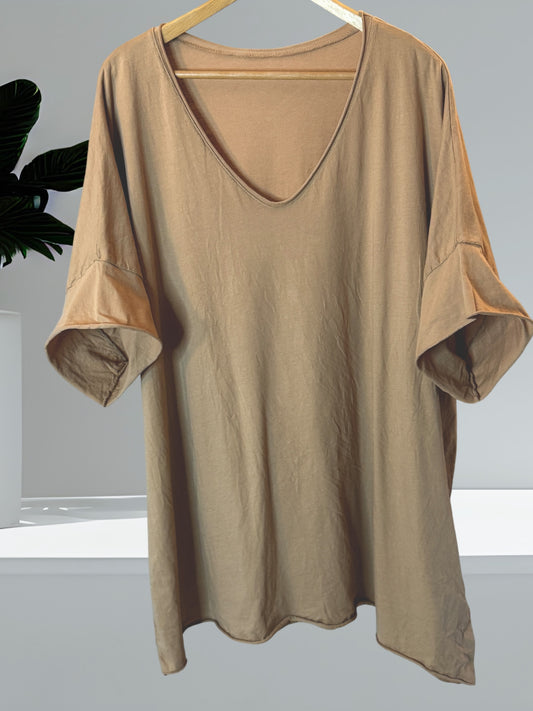 MAX - T-SHIRT CAMEL EN COTON TAILLE 48/50 A 56/58