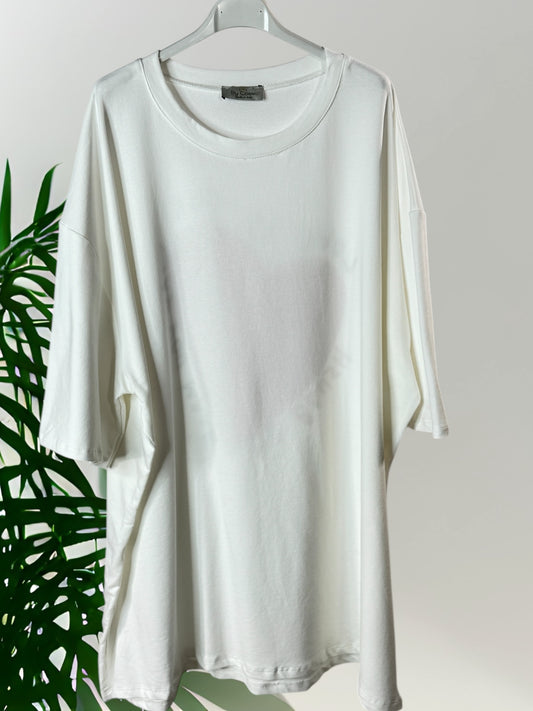 PABLO - LONG T-SHIRT BLANC MOTIF COEUR AU DOS JUSQU'A LA TAILLE 60