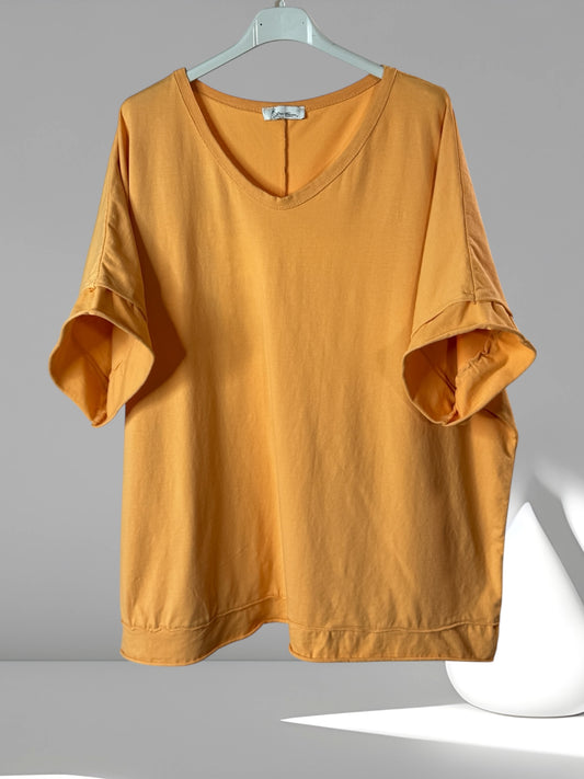 RITA - T-SHIRT ORANGE OVERSIZE MOTIF PAPILLON AU DOS JUSQU'A LA TAILLE 54/56