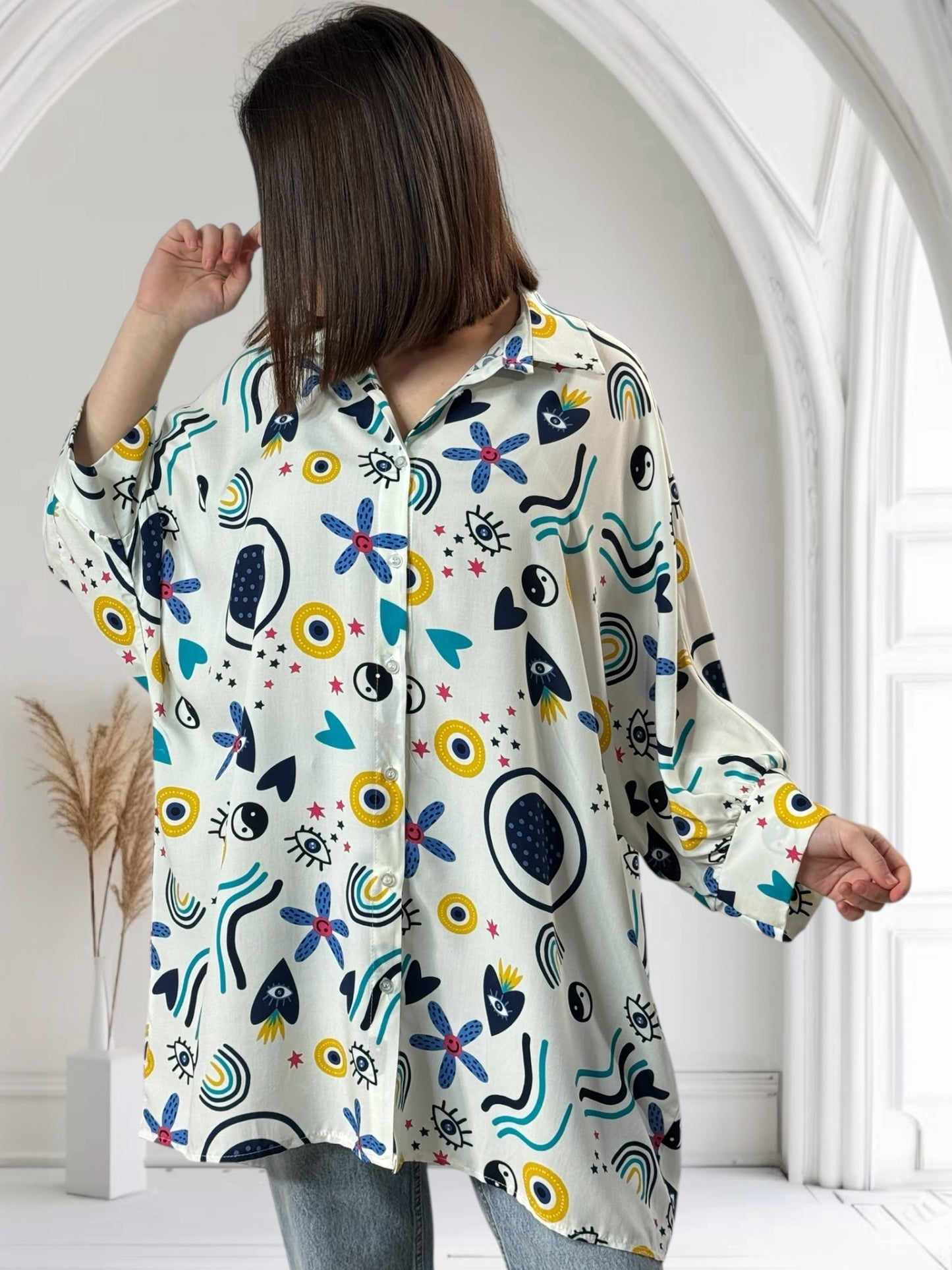 SOLENE - TUNIQUE OVERSIZE A MOTIF JUSQU'A LA TAILLE 54