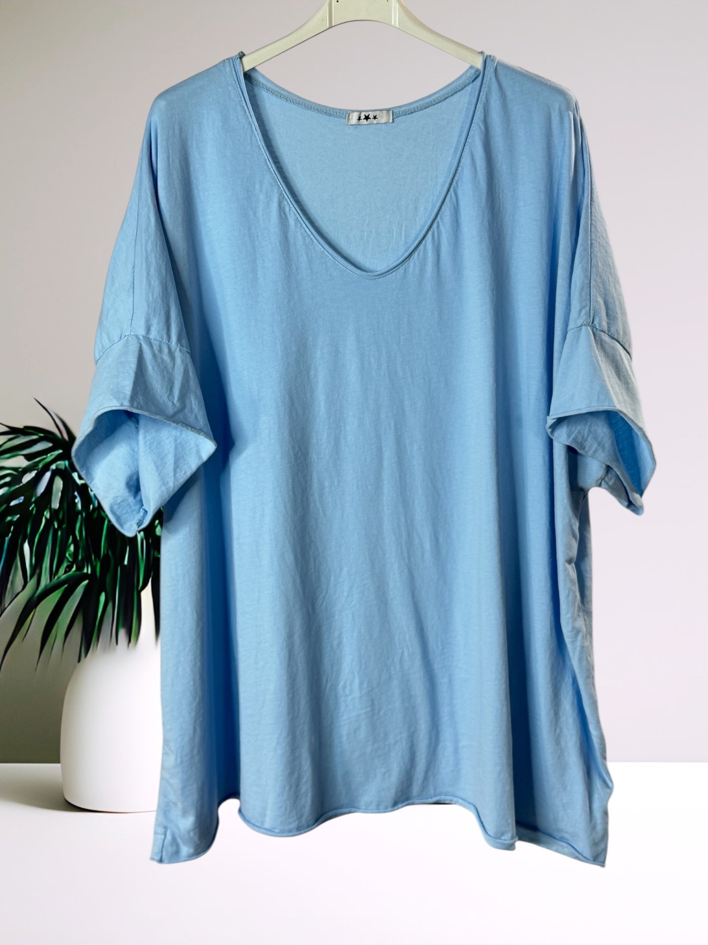 MAX - T-SHIRT EN COTON BLEU CIEL TAILLE 48/50 A 56/58