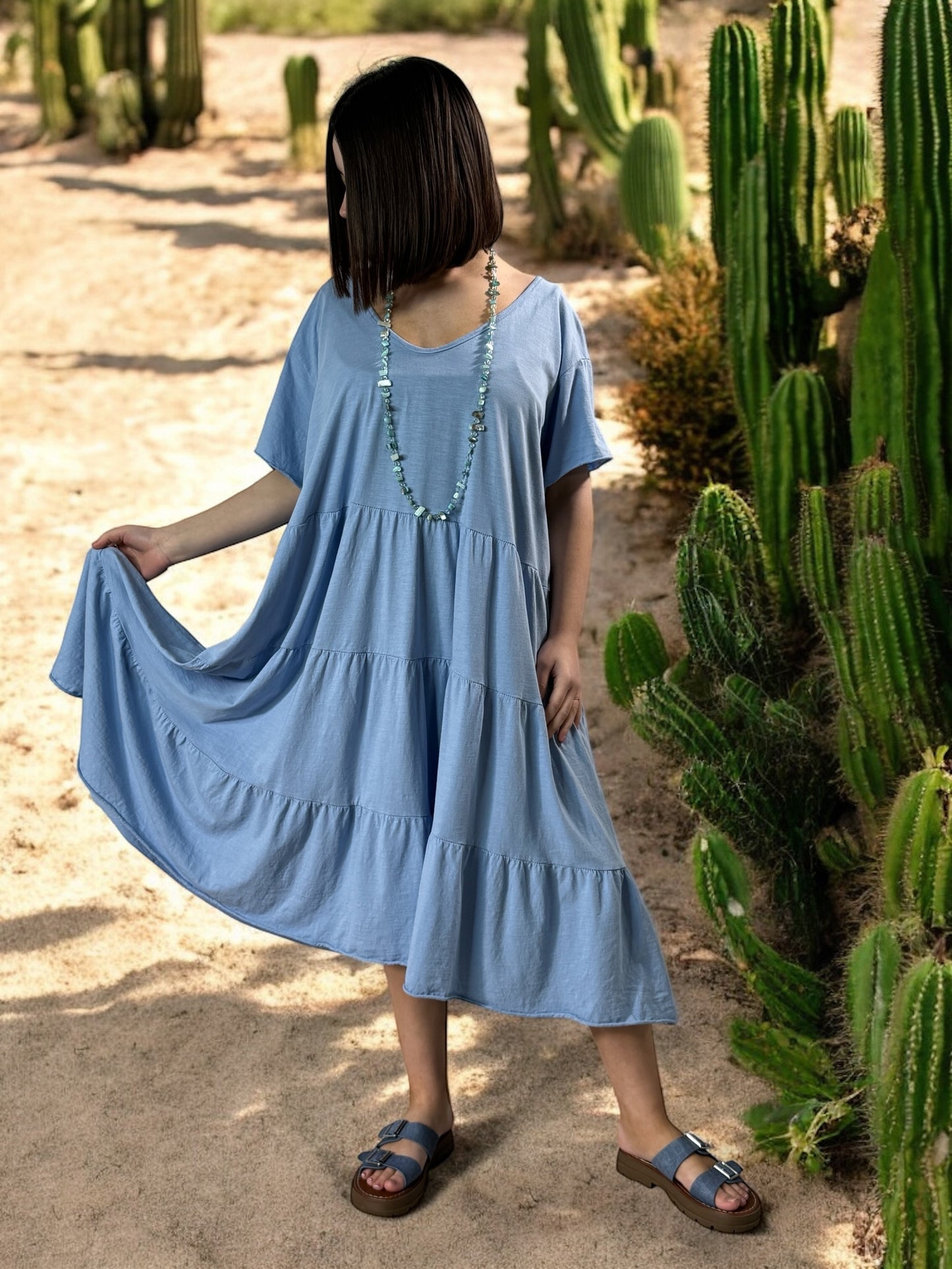 ELSA - ROBE BLEU CIEL OVERSIZE JUSQU'A LA TAILLE 56
