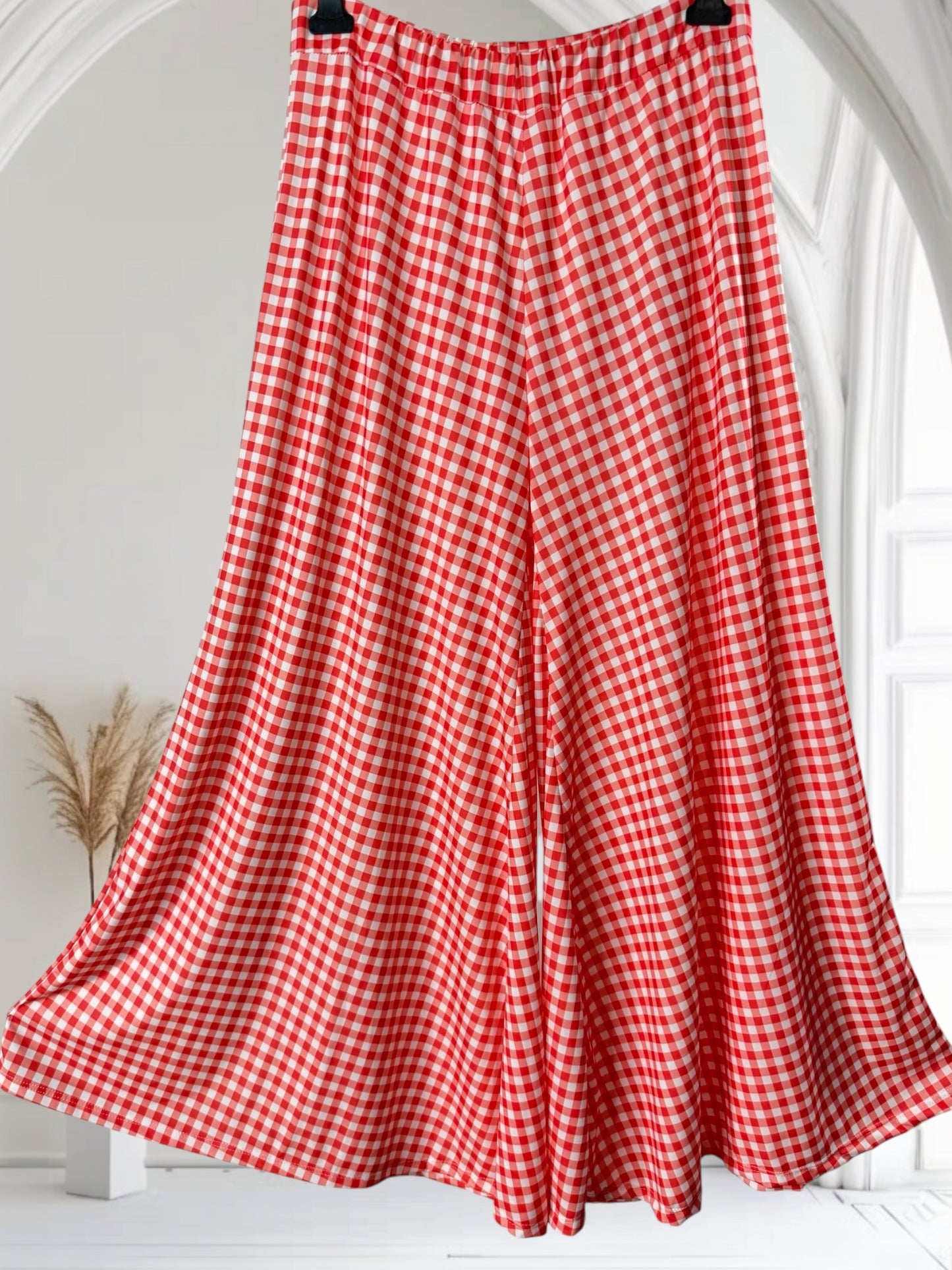 NOUGAT - PANTALON PALAZZO VICHY ROUGE TAILLE 46 A 54