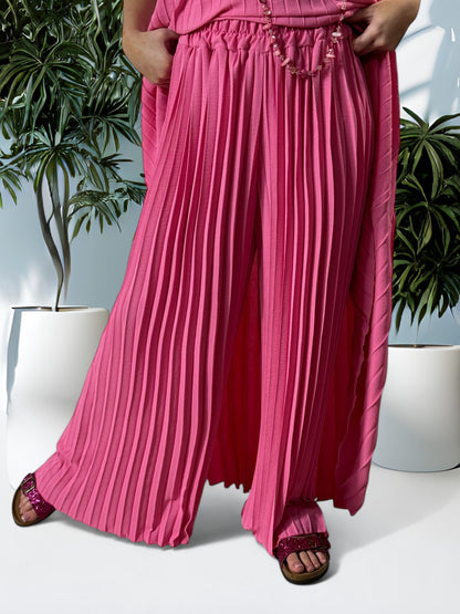 COCKTAIL - ENSEMBLE ROSE TUNIQUE ET PANTALON  OVERSIZE JUSQU'A LA TAILLE 56