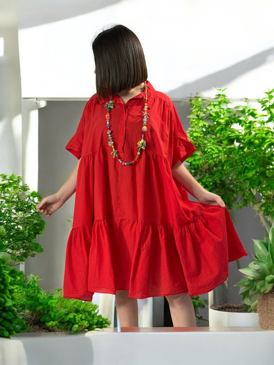 MADELINE - ROBE TUNIQUE ROUGE JUSQU'A LA TAILLE 52/54