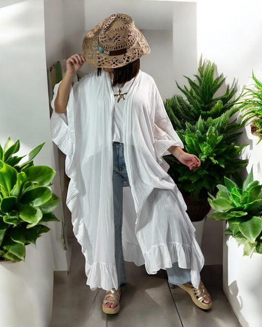 HAPINESS - KIMONO BLANC OVERSIZE JUSQU'A LA TAILLE 60