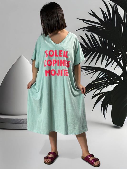 HOLIDAY - ROBE TEE-SHIRT OVERSIZE LAGON JUSQU'A LA TAILLE 54/56