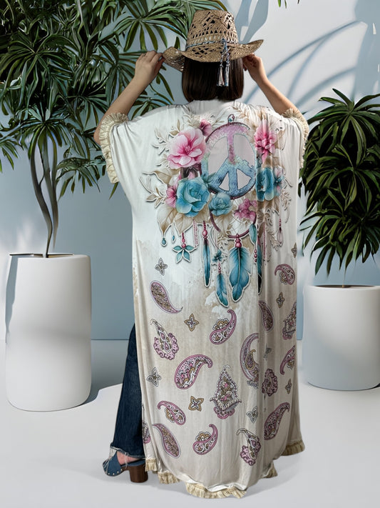 SANTAFEE - KIMONO FLUIDE OVERSIZE JUSQU'A LA TAILLE 56/58 REF2