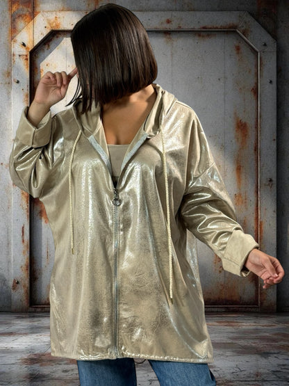 ANGIE - VESTE BEIGE OVERSIZE SCINTILLANTE JUSQU'A LA TAILLE 52/54