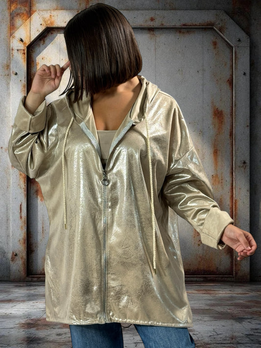 ANGIE - VESTE BEIGE OVERSIZE SCINTILLANTE JUSQU'A LA TAILLE 52/54