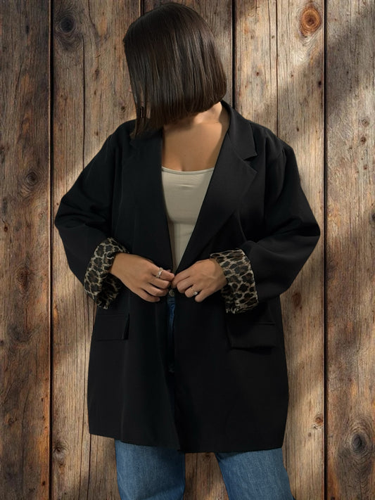 TINA - BLAZER NOIR JUSQU'A LA TAILLE 52