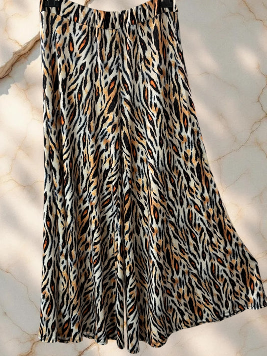 MAXIME - PANTALON PALAZZO MOTIF ANIMALIER TAILLE 46 A 54