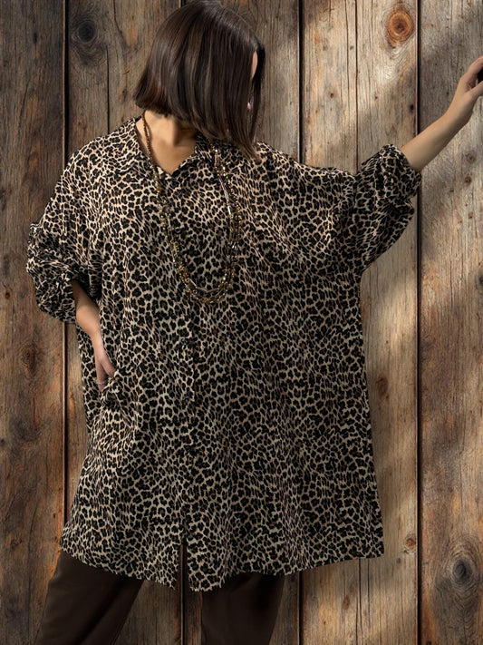 FELINE - CHEMISE OVERSIZE LEOPARD JUSQU'A LA TAILLE 58