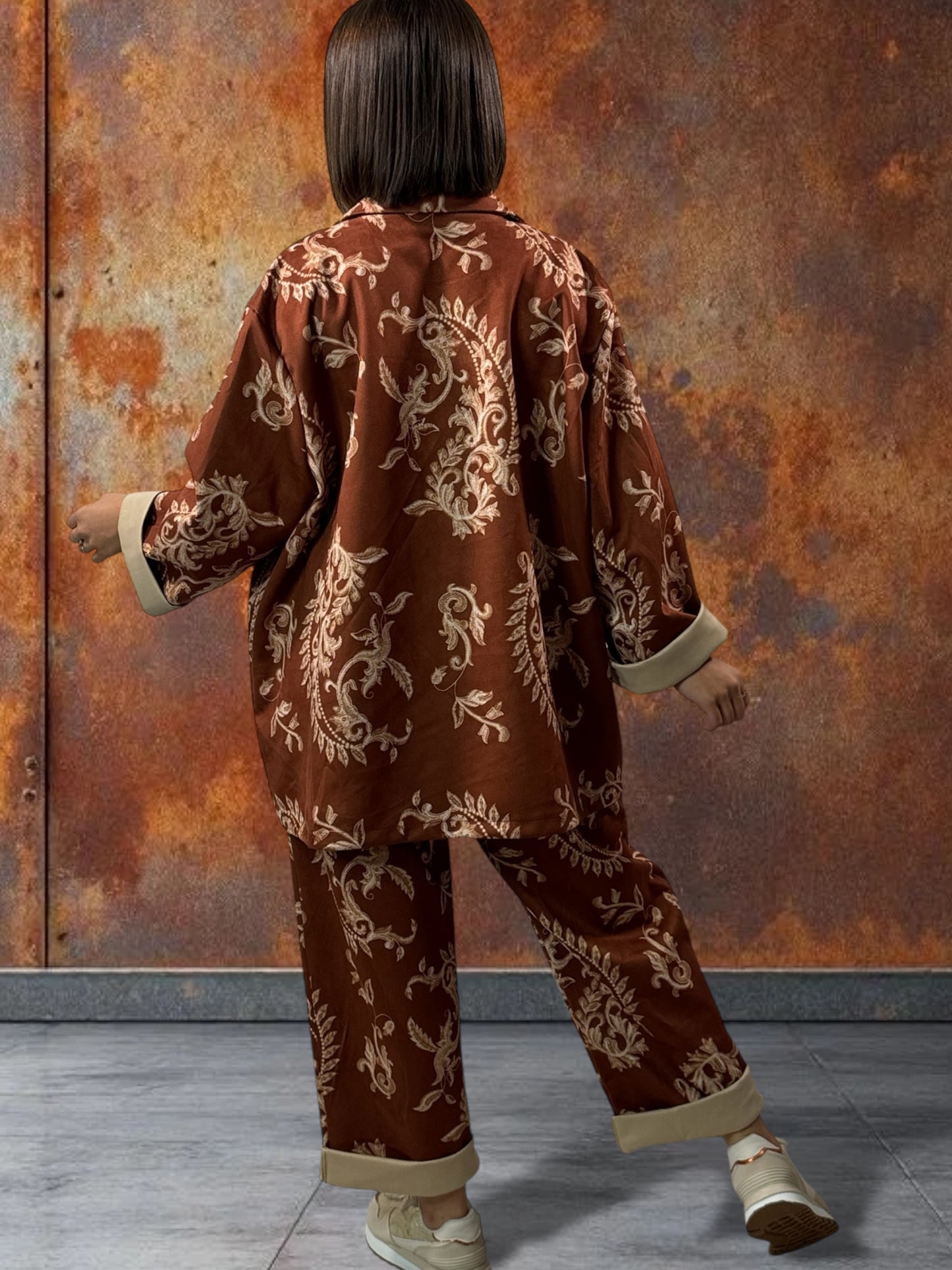 ALYSON - BLAZER ROUX A MOTIF EN SUEDINE JUSQU'A LA TAILLE 52
