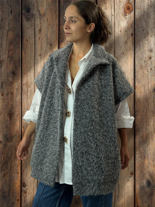 JACK - GILET GRIS SANS MANCHE AVEC COL JUSQU'A LA TAILLE 54