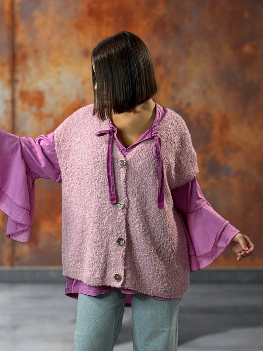 MARVIN - GILET ROSE SANS MANCHE JUSQU'A LA TAILLE 54/56