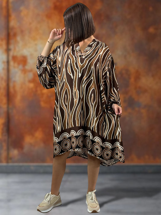 CLOTILDE - ROBE OVERSIZE FLUIDE A MOTIF JUSQU'A LA TAILLE 54