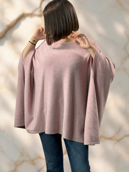 NICKO - PULL OVERSIZE ROSE JUSQU'A LA TAILLE 60