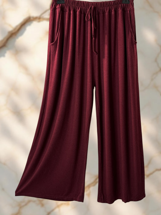 MARLO - PANTALON AMPLE FLUIDE BORDEAUX TAILLE 48 A 58