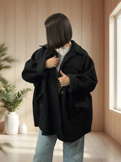 SANTAFEE - VESTE OVERSIZE NOIRE JUSQU'A LA TAILLE 54/56