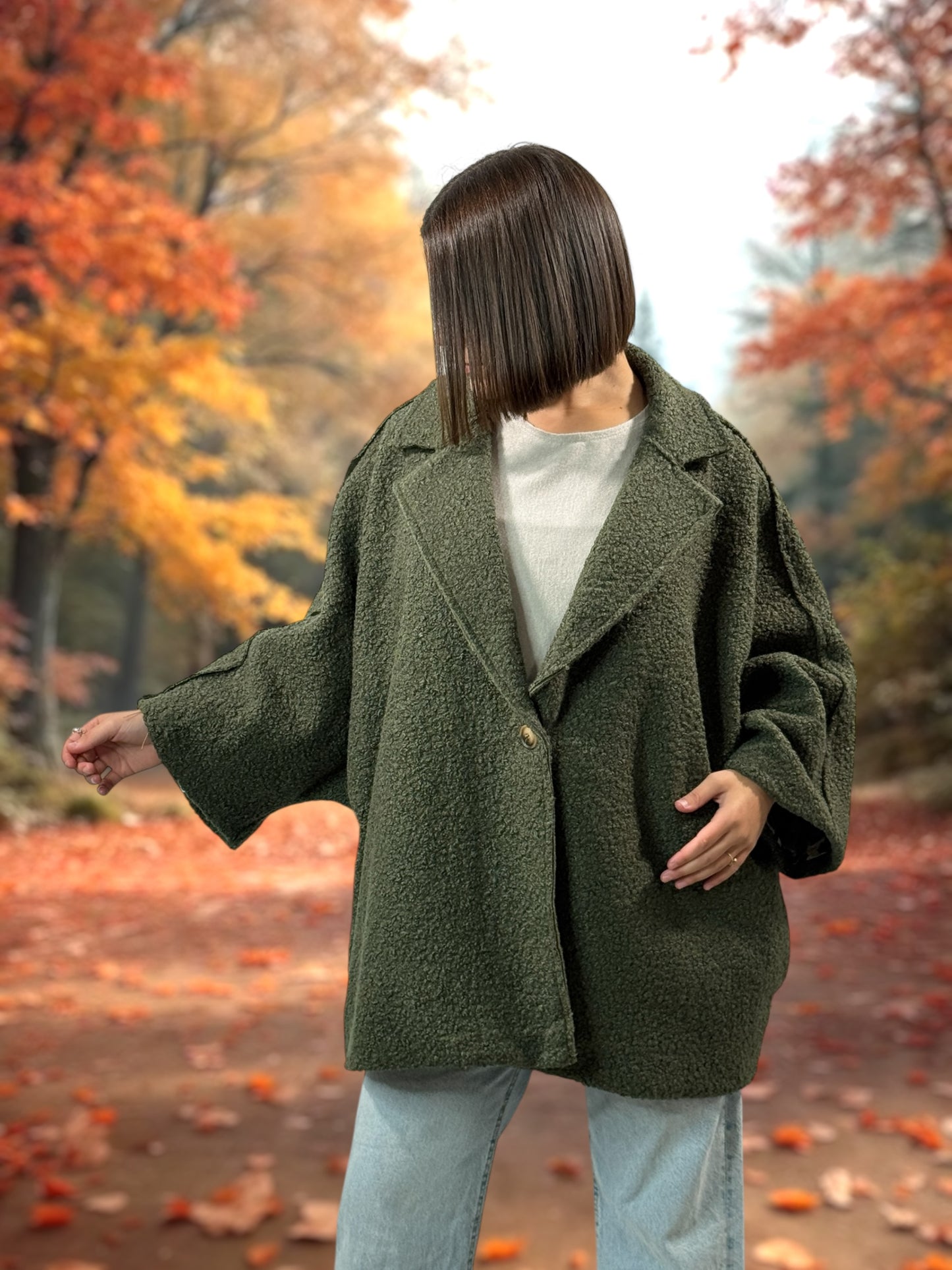 RUBY - VESTE OVERSIZE KAKI JUSQU'A LA TAILLE 56