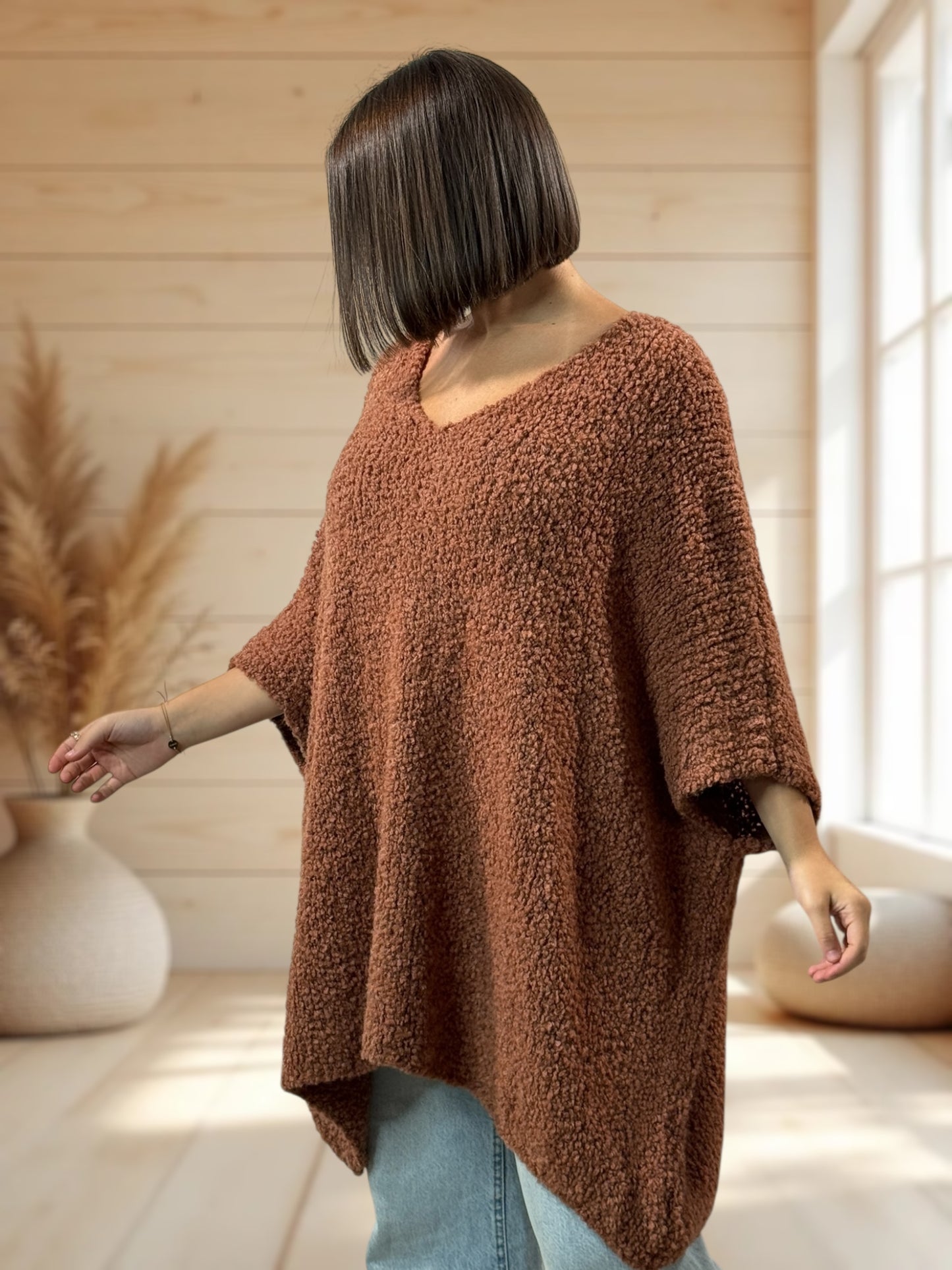 CAMILLE - PULL TERRACOTTA OVERSIZE JUSQU'A LA TAILLE 58