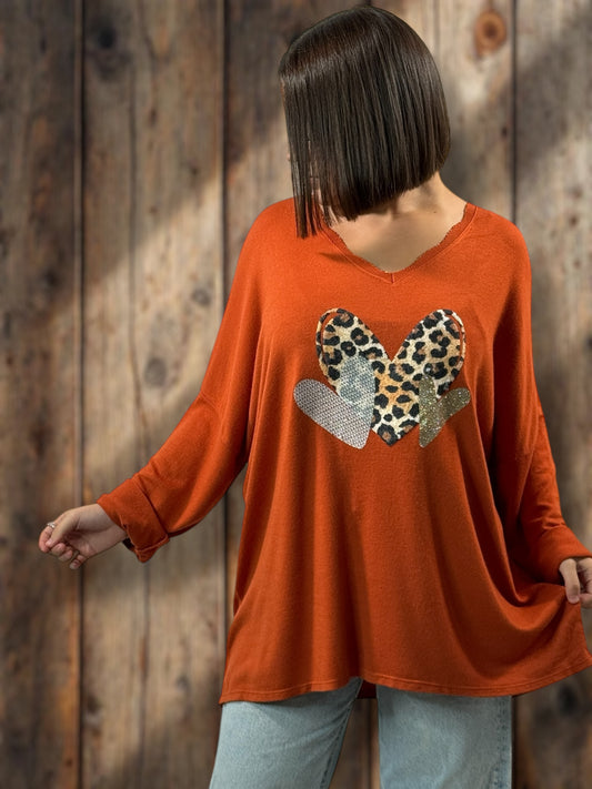 LAURA - PULL ROUX EN MAILLE FLUIDE JUSQU'A LA TAILLE 54