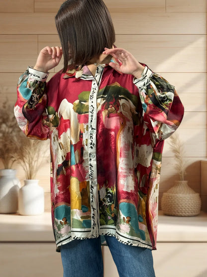 ARTISTE - CHEMISE OVERSIZE A MOTIF JUSQU'A LA TAILLE 52