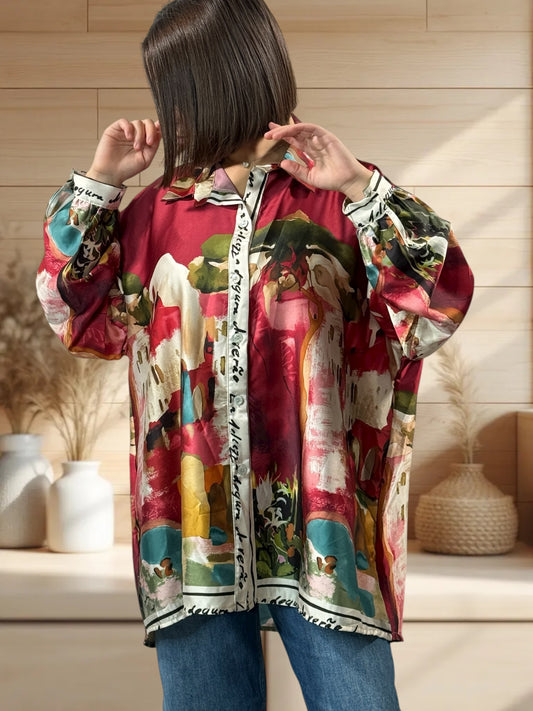 ARTISTE - CHEMISE OVERSIZE A MOTIF JUSQU'A LA TAILLE 52