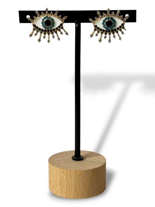 DREAM - BOUCLES D'OREILLES OEIL AVEC STRASS
