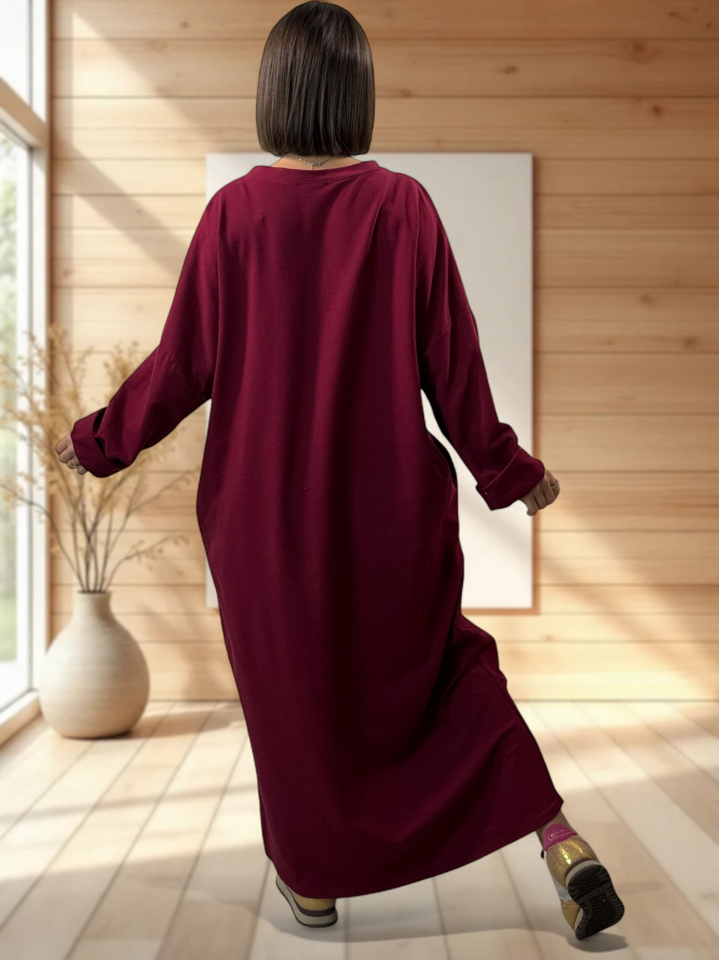 NINON - ROBE OVERSIZE BORDEAUX DOLCE VITA JUSQU'A LA TAILLE 54/56