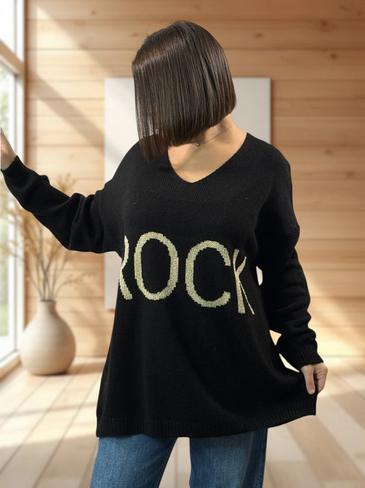 LOULOU - PULL OVERSIZE NOIR JUSQU'A LA TAILLE 52