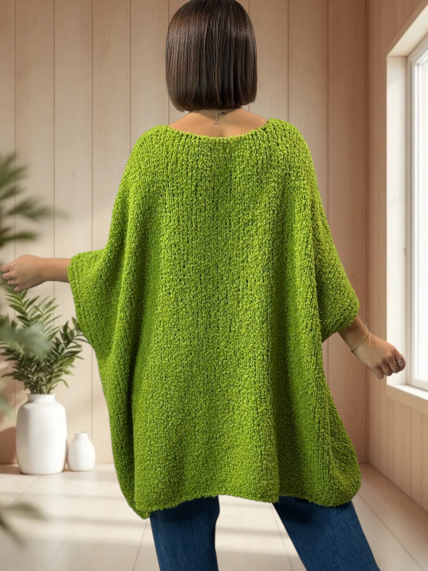CAMILLE - PULL VERT OVERSIZE JUSQU'A LA TAILLE 58