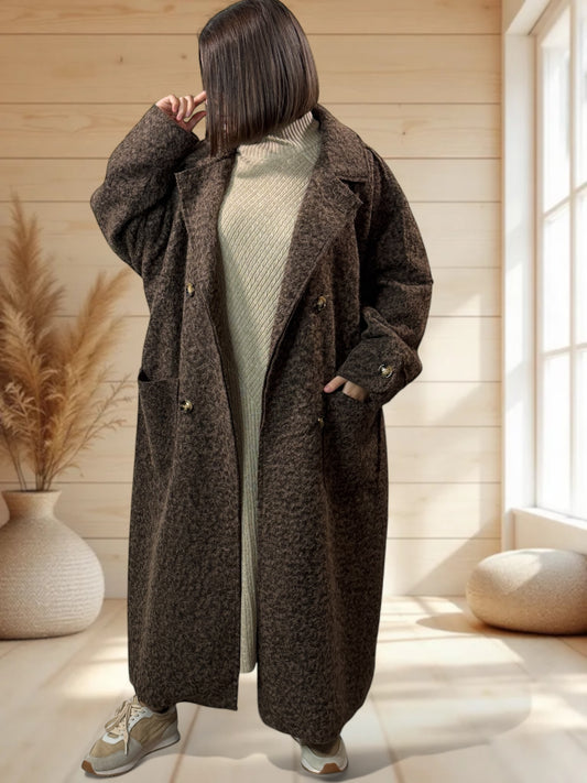 ROBERTO - LONG MANTEAU MARRON JUSQU'A LA TAILLE 50/52