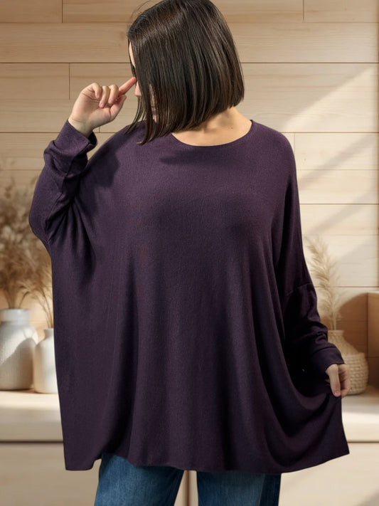 CAPRIO - PULL  RAISIN EN MAILLE FLUIDE JUSQU'A LA TAILLE 54