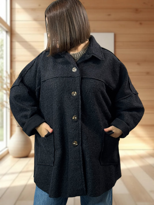 RAVELO - VESTE OVERSIZE MARINE JUSQU'A LA TAILLE 54/56
