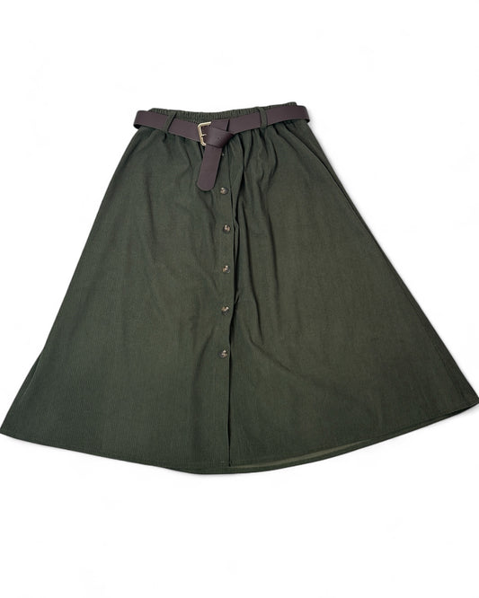 CAROLINA - JUPE EN VELOURS KAKI JUSQU'A LA TAILLE 52/54