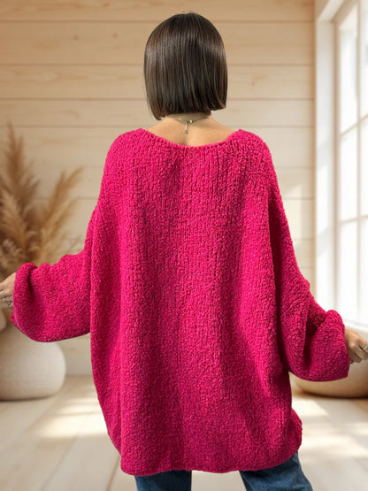 LAETITIA - PULL FUCHSIA OVERSIZE JUSQU'A LA TAILLE 58