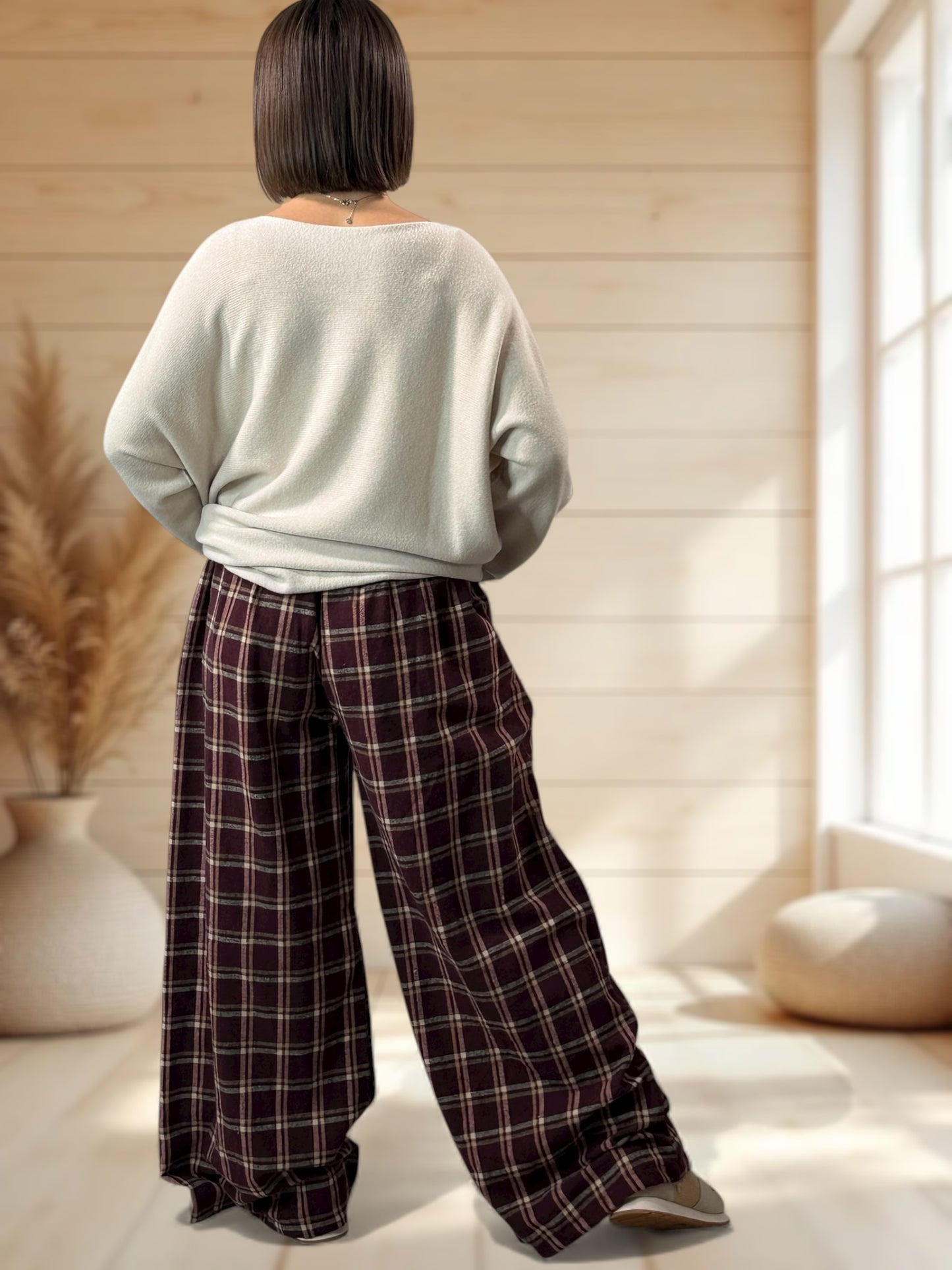 NEWCASTLE - PANTALON ECOSSAIS BORDEAUX JUSQU'A LA TAILLE 52