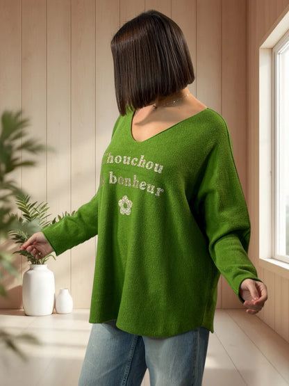 CHOUCHOU - PULL OVERSIZE VERT JUSQU'A LA TAILLE 54