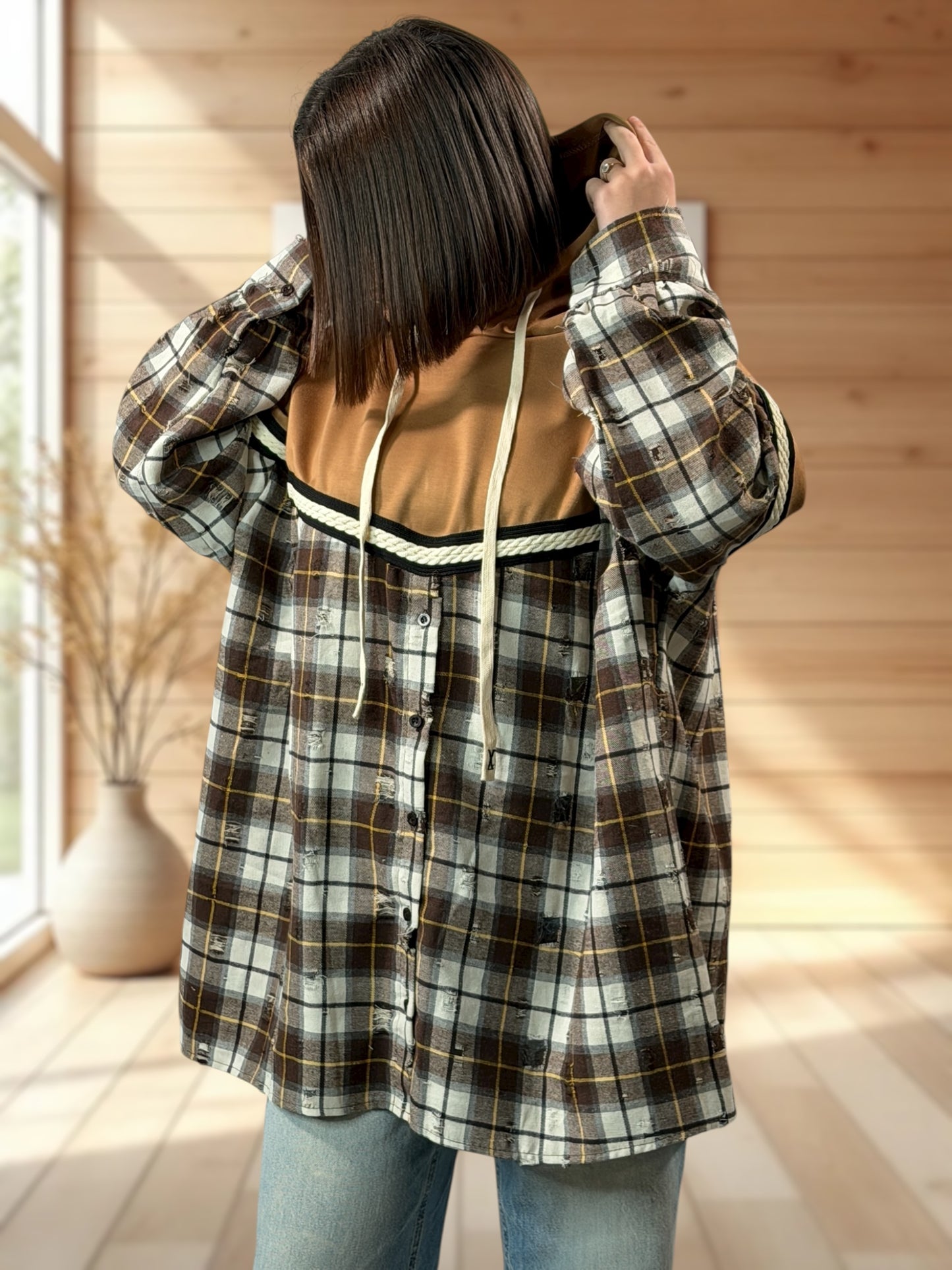 HARRY - TUNIQUE OVERSIZE CAMEL A CAPUCHE JUSQU'A LA TAILLE 54