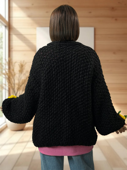 DOUCEUR - GILET OVERSIZE NOIR JUSQU'A LA TAILLE 50/52