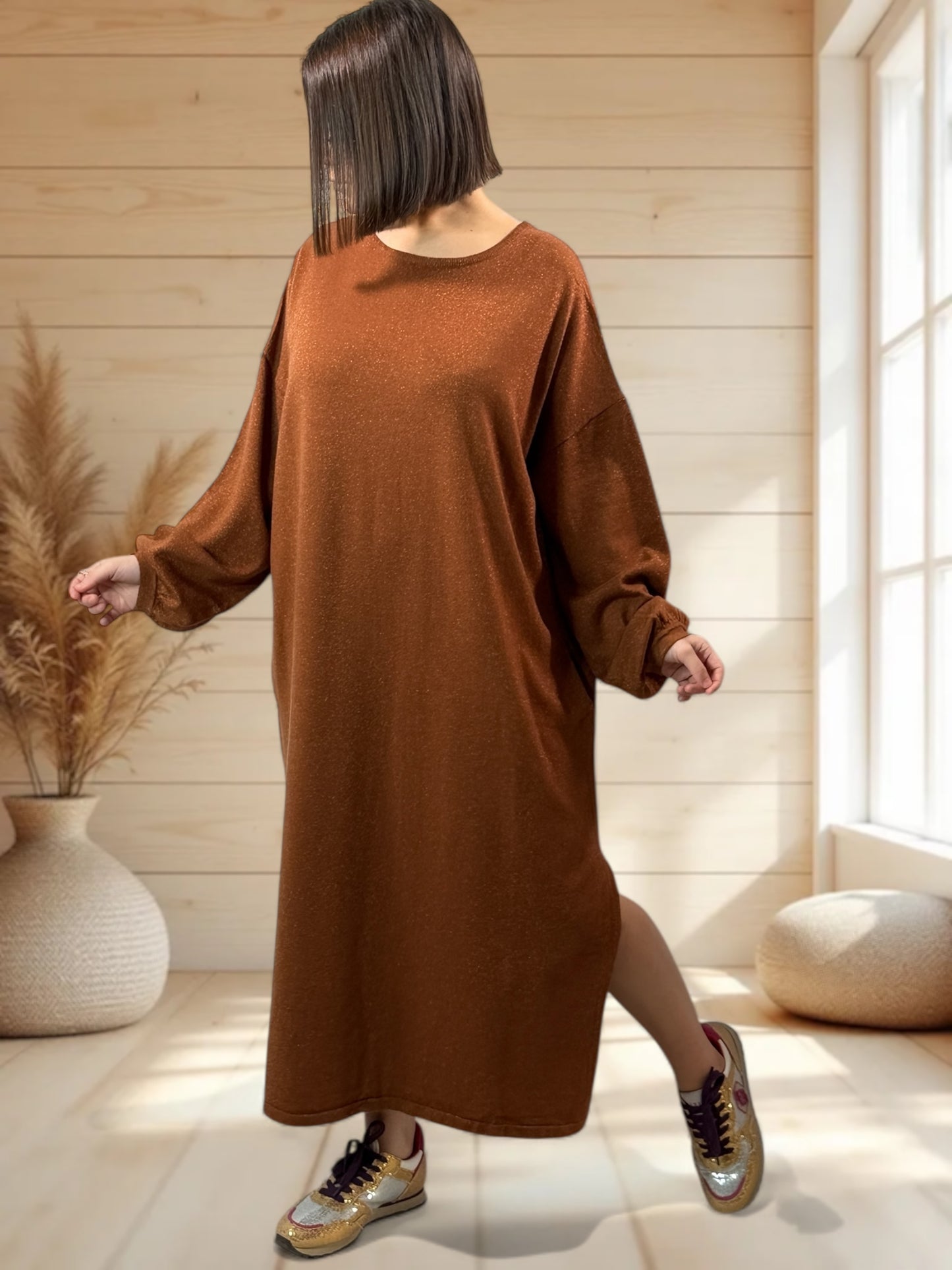 ANASTASIA - ROBE SCINTILLANTE EN MAILLE OVERSIZE JUSQU'A LA TAILLE 54