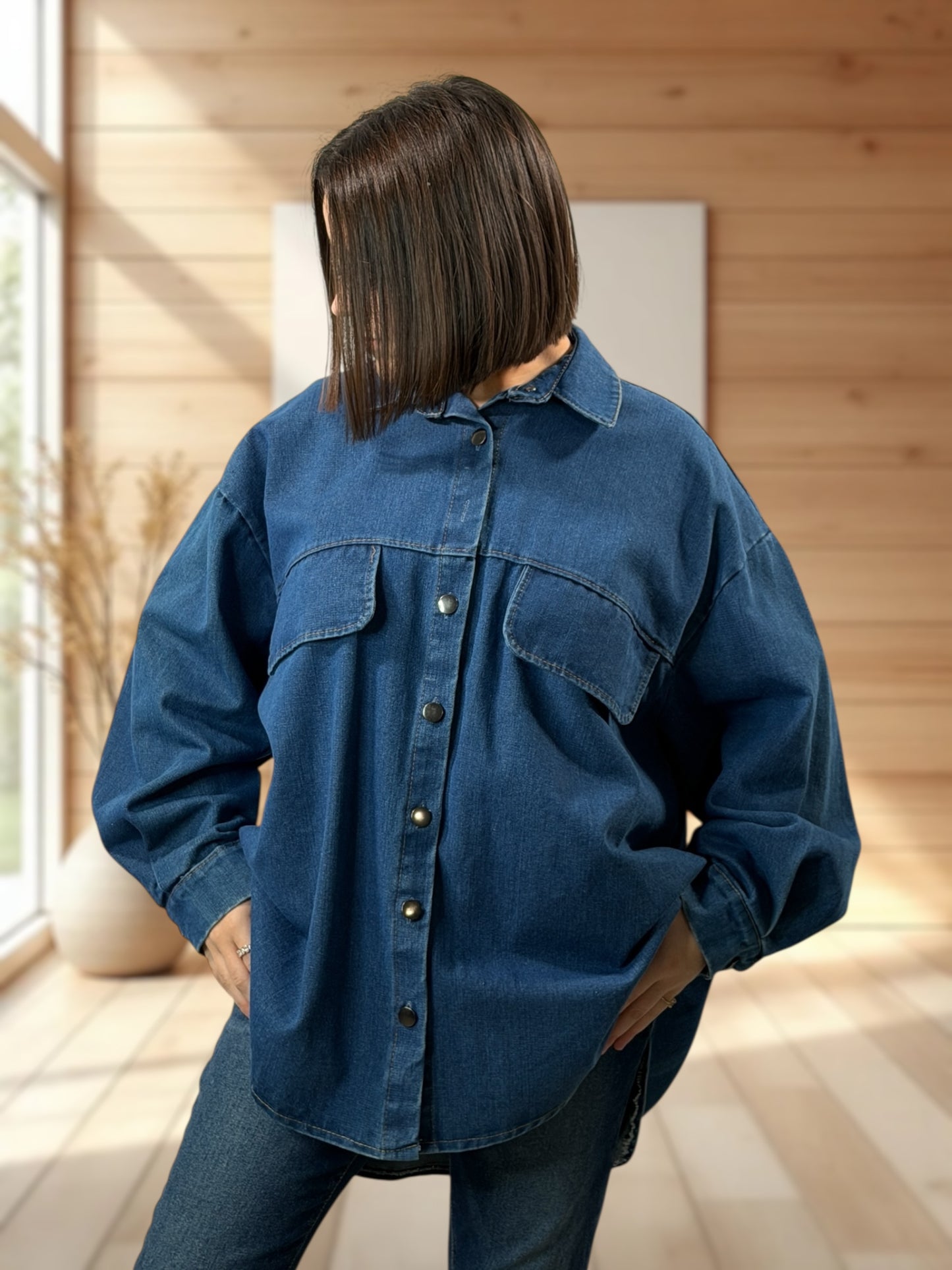 JORDAN - CHEMISE OVERSIZE EN JEAN JUSQU'A LA TAILLE 54/56