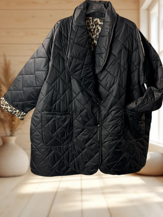 CHAMONIX - DOUDOUNE NOIRE INTERIEUR LEOPARD TAILLE 56 A 62