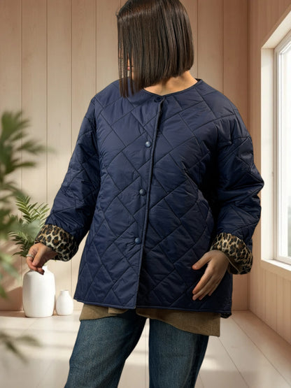 DEBORAH - DOUDOUNE MARINE INTERIEUR LEOPARD TAILLE 44 A 50