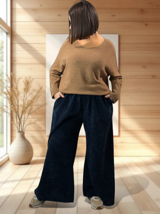 MARVIN - PANTALON EN VELOURS MARINE TAILLE 46 A 54